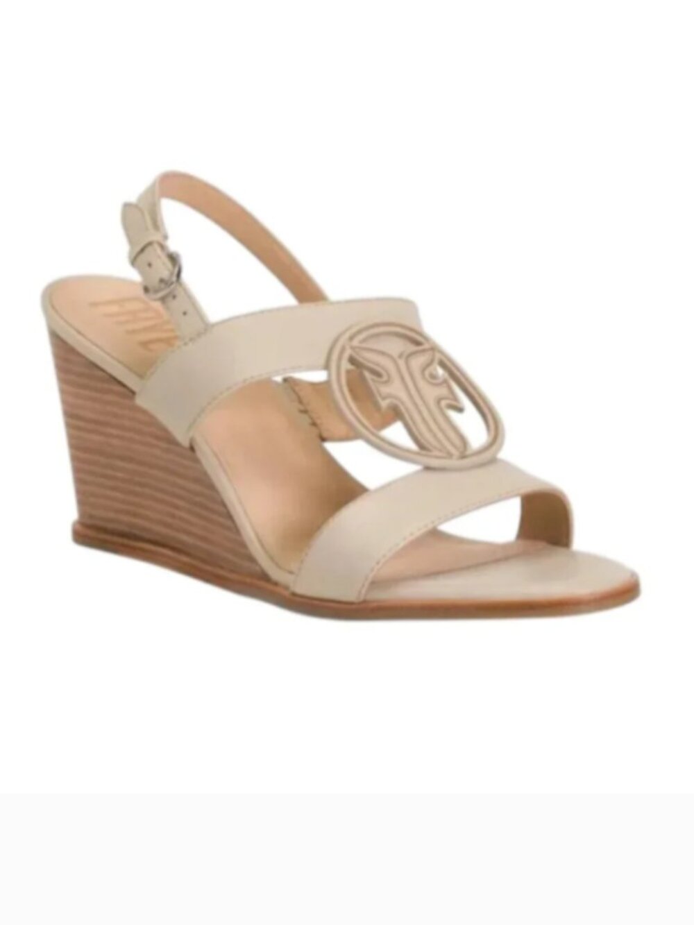 FRYE Rachel Logo Slingback Wedge Sandals Tan Size 10 NWOB